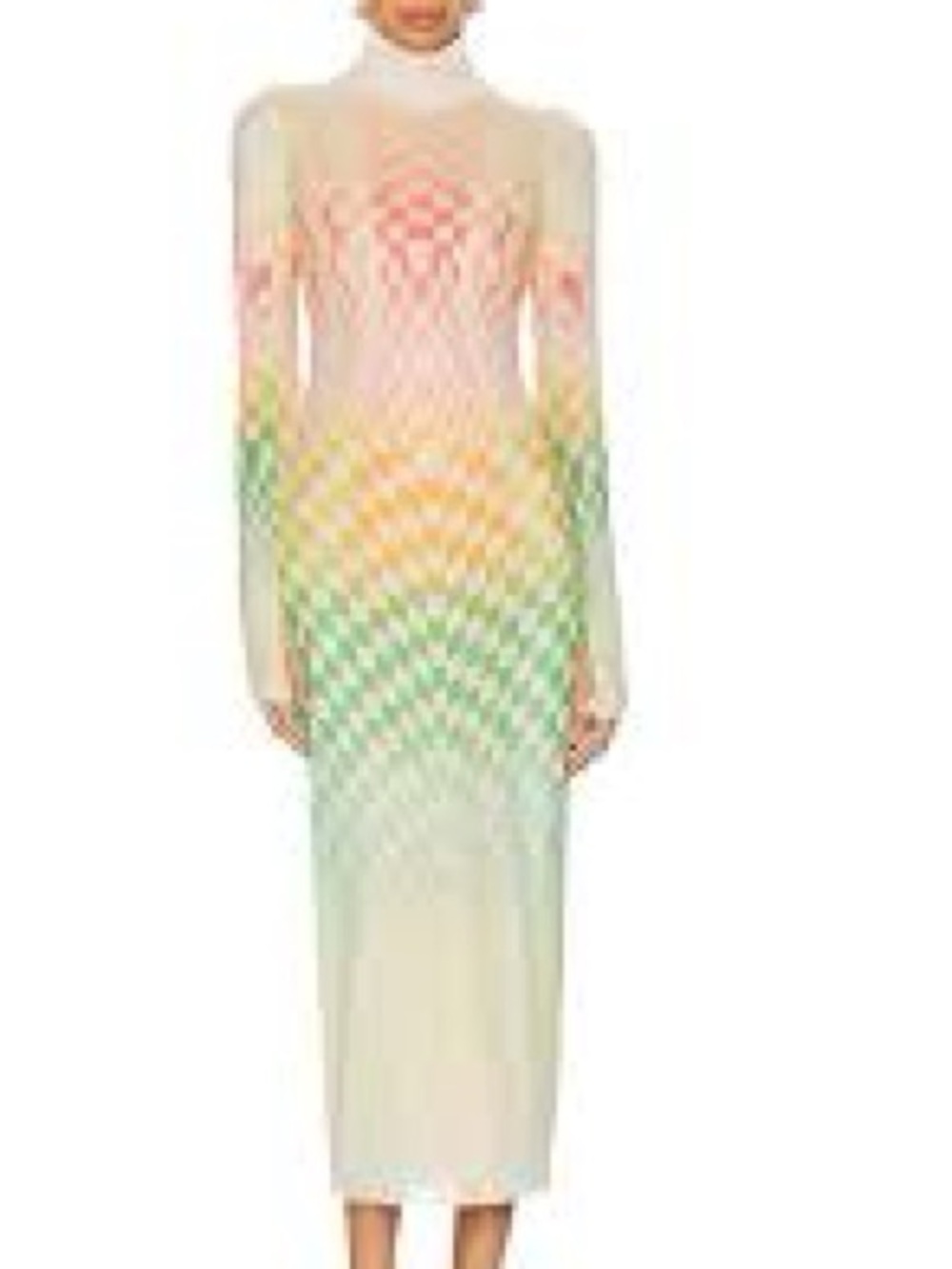 AFRM Sheer Ombre Maxi Dress with Chevron Knit Pattern - Cream & Pastel